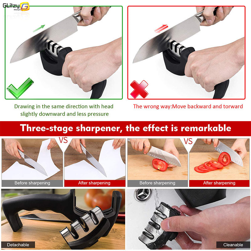 Knife Sharpener 3 Stages Professional Kitchen Sharpening Stone