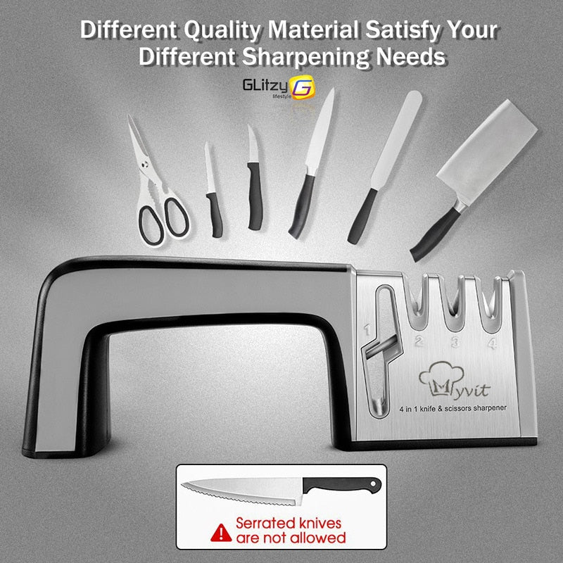 Knife Sharpener 4 Stage Professional Kitchen Sharpening Stone